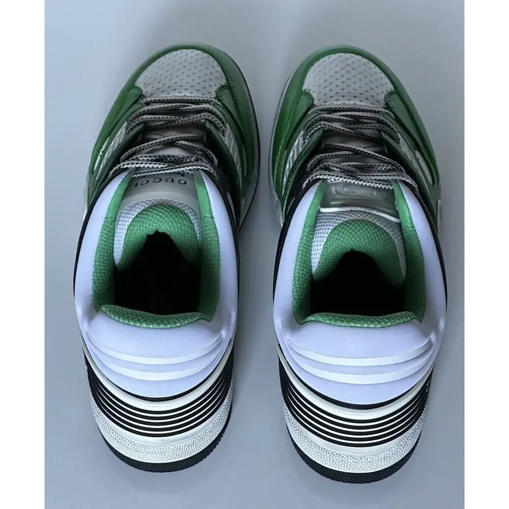 Gucci Men's Low-top White/Green Leather Sneakers 11.5 US (Gucci 11G) 697882 NIB